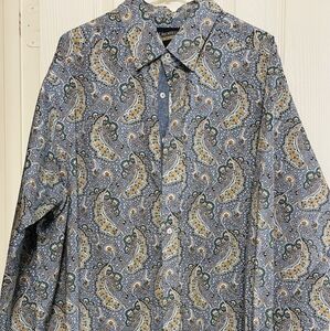 Cremieux Premium Denim Long Sleeve Paisley Shirt